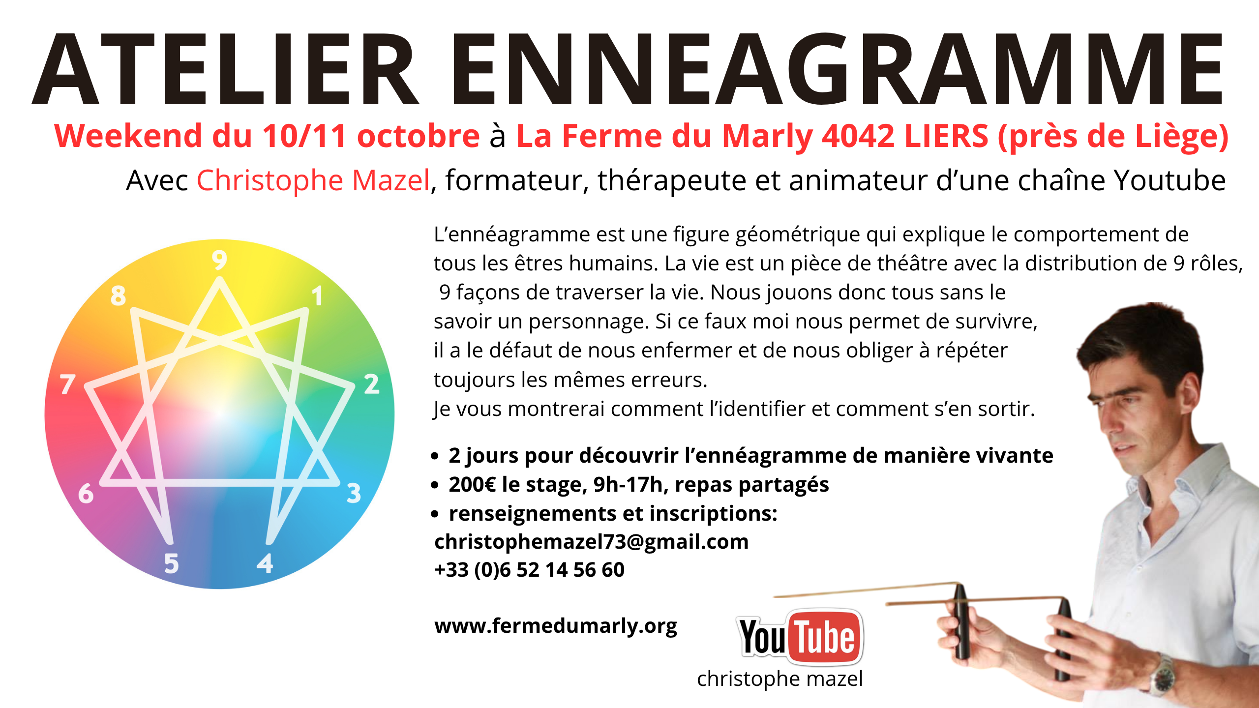 atelier ennéagramme 10 et 11 oct à Liège